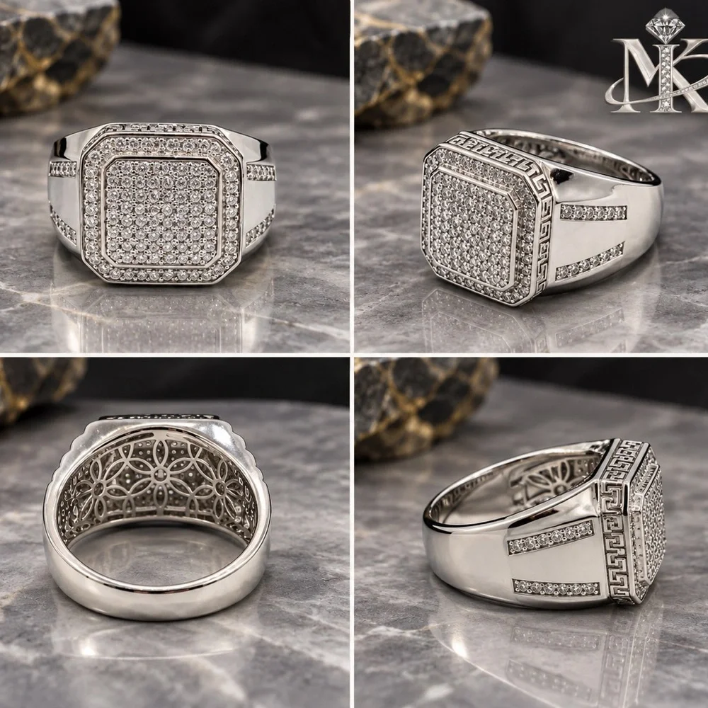 925 Sterling Silver 2.00CTW MOISSANITE Square Men’s Ring Size 9,10 or 11